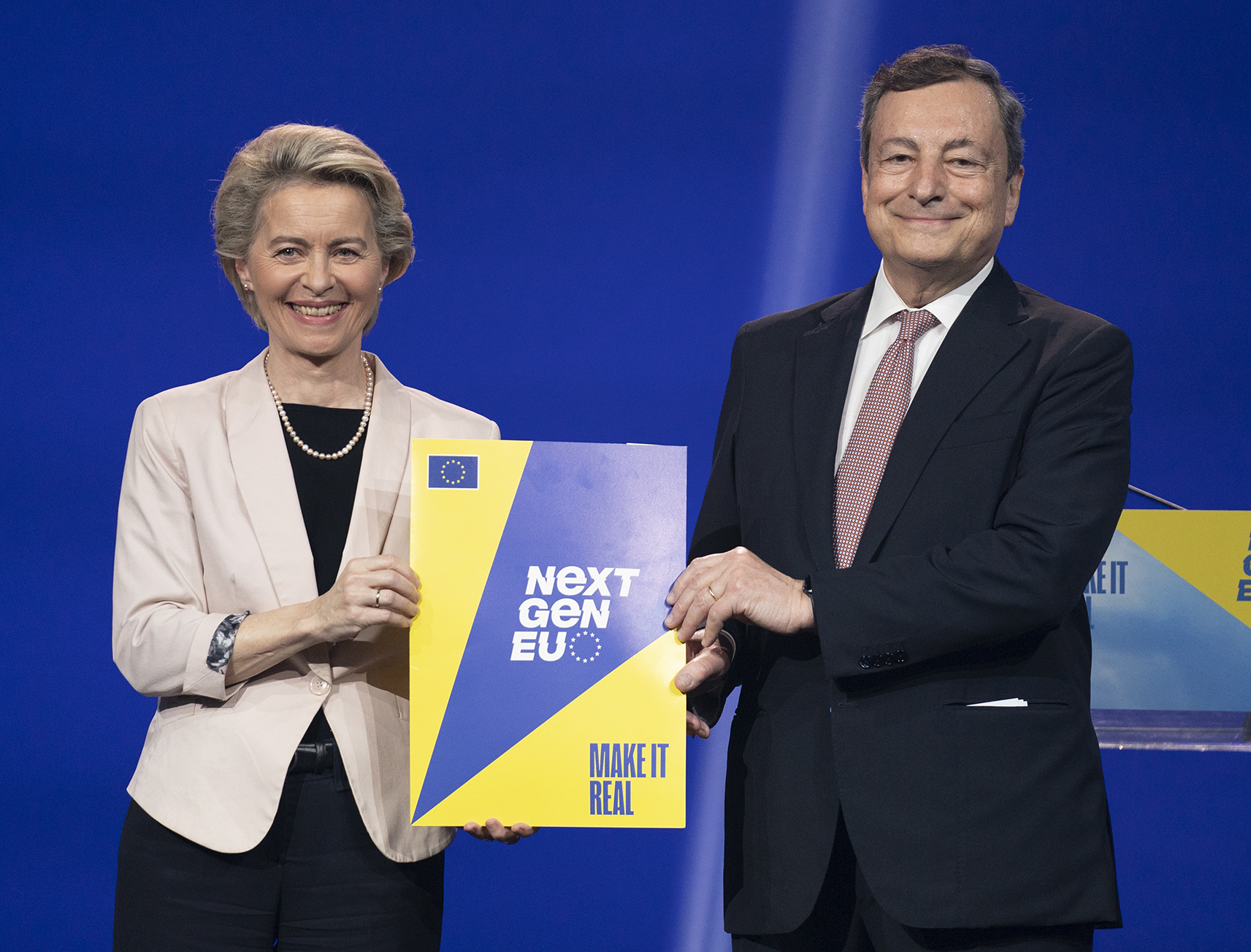 Rome, June 22, 2021, joint press conference by Italian Premier Mario Draghi with the President of the European Commission Ursula von der Leyen in the occasion of the approval of the recovery and resilience plan