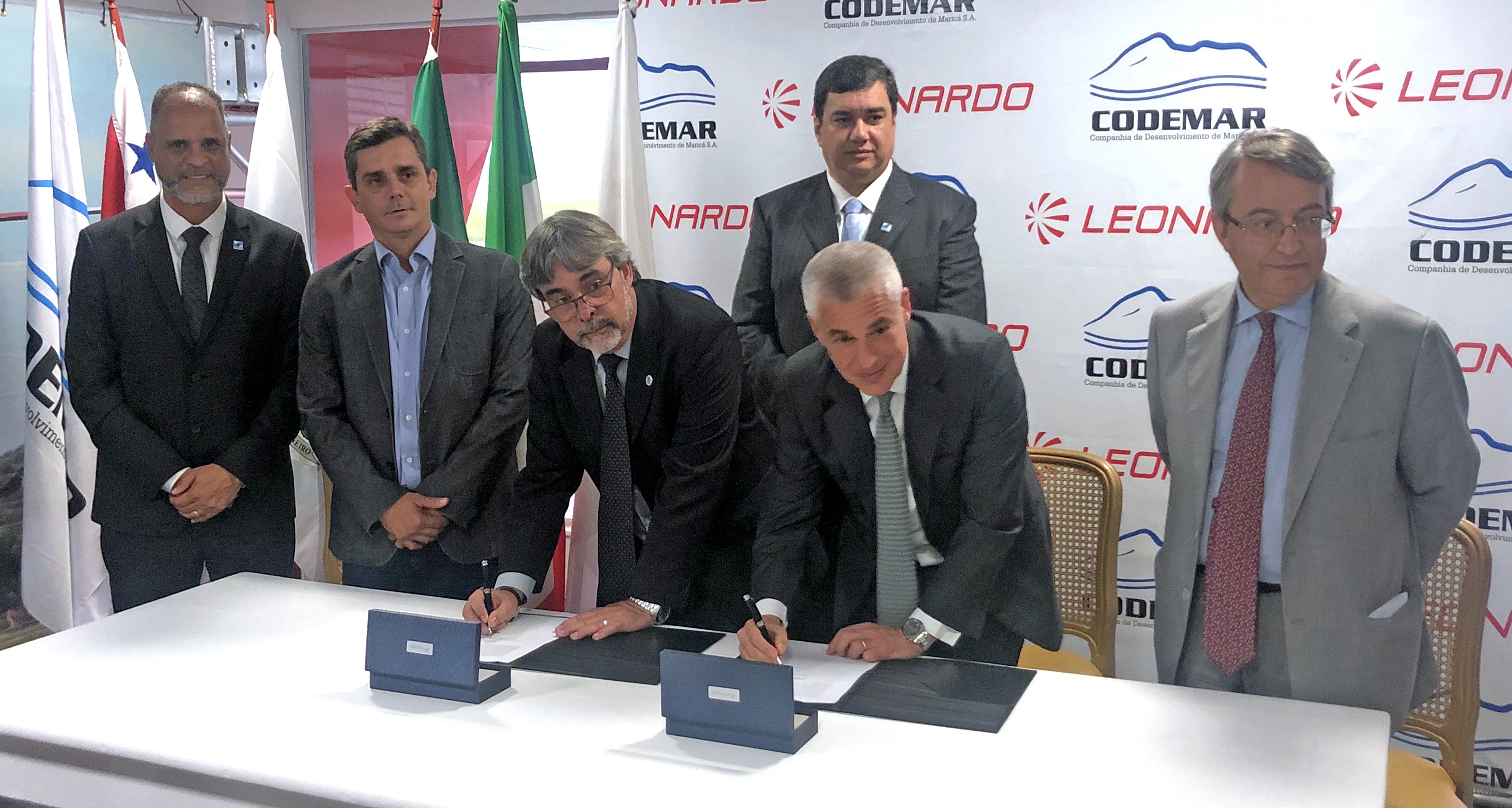 Signing ceremony for Leonardo&Codemar joint-venture on security, infrastructure management, and helicopter-based services