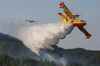 CL-415 Canadair aircraft during a firefighting operation