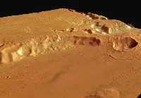 Medusae Fossae photograph taken in 2004 by High Resolution Stereo Camera (HRSC) aboard ESA Mars Express spacecraft