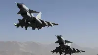 Take-off of two military planes of China