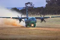 C-27J airplane on unprepared runway