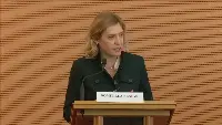 L'amministratore delegato e direttore operativo di Elettronica, Domitilla Benigni, presidente della società specializzata in sicurezza cibernetica Cy4Gate, durante il suo intervento all'evento organizzato da Fondazione Icsa svoltosi a Milano il 5 dicembre 2022