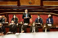 Roma, 19/05/2022 - Il presidente del Consiglio, Mario Draghi, rende un'informativa al Senato della Repubblica sui recenti sviluppi del conflitto tra Russia ed Ucraina