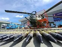 Helicopters and missile at "Army 2019" near Moscow