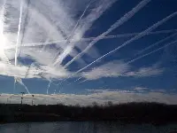 Aircraft contrails (photo by NASA-wikipedia)