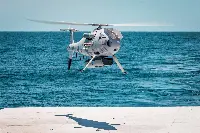 UAS Camcopter S-100 in a test flight for the US Navy, in combination with Pills system for the coast surveillance of Areté