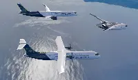 ZEROe aircraft in formation flight