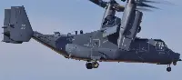 A US Air Force CV-22 tiltrotor completes the first flight with incorporated nacelle improvements, December 2021