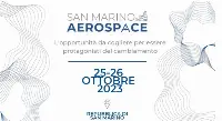 Locandina del “San Marino Aerospace”, il primo evento internazionale dedicato al settore dell’aerospazio e della space economy ospitato sul Monte Titano 25 e 26 ottobre 2023
