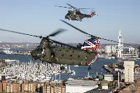 Two Royal Air Force helicopters that have completed 40 and 50 years of service