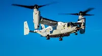 The maiden flight of the first CMV-22B Osprey tiltrotor (airplane-helicopter) took place in Amarillo, Texas