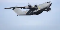The Belgian A-400M airplane on its ferry flight towards Melsbroek, in Belgium