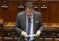 Italian Minister of Infrastructure and Transport (Mit), Matteo Salvini, during Question Time in the Chamber of Deputies