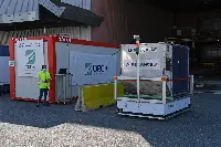 A cargo carried by the unmanned electric vehicle built by Orok