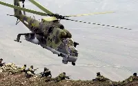A Russian armed force Mil Mi-24 attack helicopter