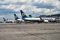 Ryanair planes grounded at an airport