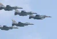 Five Lockheed Martin F-16V of Taiwan Air Force during flight
