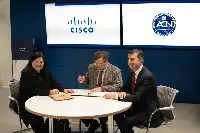 Da sinistra. Maria Martinez, Executive VP-Chief Operating Officer di Cisco, il direttore Acn (Agenzia cybersicurezza nazionale) Roberto Baldoni e l'ad di Cisco Italia Gianmatteo Manghi: firmato protocollo di intesa il 20 gennaio 2023 a Milano