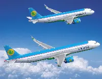 A-320neo and A-321neo aircraft in flight of Uzbekistan Airways