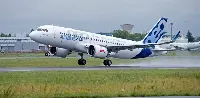 An Airbus A-320neo during take-off
