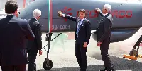 Italy’s Prime Minister, Giuseppe Conte, and Leonardo CEO Alessandro Profumo, attending Leonardo’s new drone Falco Xplorer unveiling cerimony at "Le Bourget 2019" aerospace Exhibition