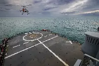 Guimbal Cabri G2 equipped with the autonomous take-off and landing (ATOL) system developed for the VSR-700 drone