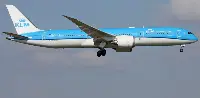 KLM Royal Dutch Airlines B-787 airplane on finals into Amsterdam Airport