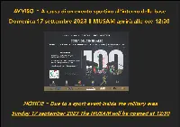 Locandina evento corsa del centenario AMI domenica 17 settembre 2023 a Vigna di Valle (Roma) ed avviso apertura posticipata del Museo storico Aeronautica militare nella stessa giornata dell'evento