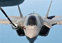 F-35B Lightning II airplane during a refuelling in flight