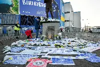 Flowers for Emiliano Sala outside Cardiff's Millennium Stadium