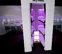 The prototype of the Skynest airplane bunk beds system