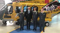 Leonardo delivers its 1,000th AW-139 helicopter on September 20, 2019 to Italian Financial Police in Vergiate (Varese) and Alessandro Profumo, CEO of the industry