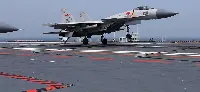A J-15 aircraft during landing