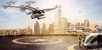 A rendering of the Embraer Eve Urban Air Mobility project Evtol