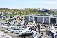 Aerei esposti all'evento "Aero 2023" (dal 19 al 22 aprile) a Friedrichshafen