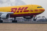 An airplane of DHL Global Forwarding for the anticovid vaccine transport