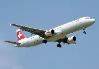 A-321 airplane of Swiss during the take-off