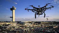 Uav during flight at JFK airport of New York
