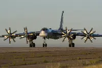 Tu-95 strategic bomber aircraft produced by the Russian company Tupolev