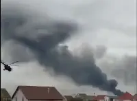 A photo of the bombing at Hostomel airport near Kiev