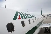 Alitalia's logo on an aircraft