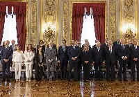 Meloni Cabinet ministers together with head of state Mattarella after being sworn in at the Quirinale on October 22, 2022