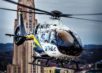 An Airbus H-135 helicopter from U.S.-based Stat Medevac for medical transport