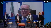 Nicola Zaccheo presidente di Art, Autorità regolazione trasporti, in videocollegamento alla webinar dal titolo "Verso un’aviazione ad impatto zero" svoltosi il 16 novembre 2022 a Roma