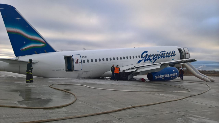 Sukhoi Superjet-100 -registration RA-89011- of Yakutia carrier thath crashed at Yakutsk Airport (10/10/2018)