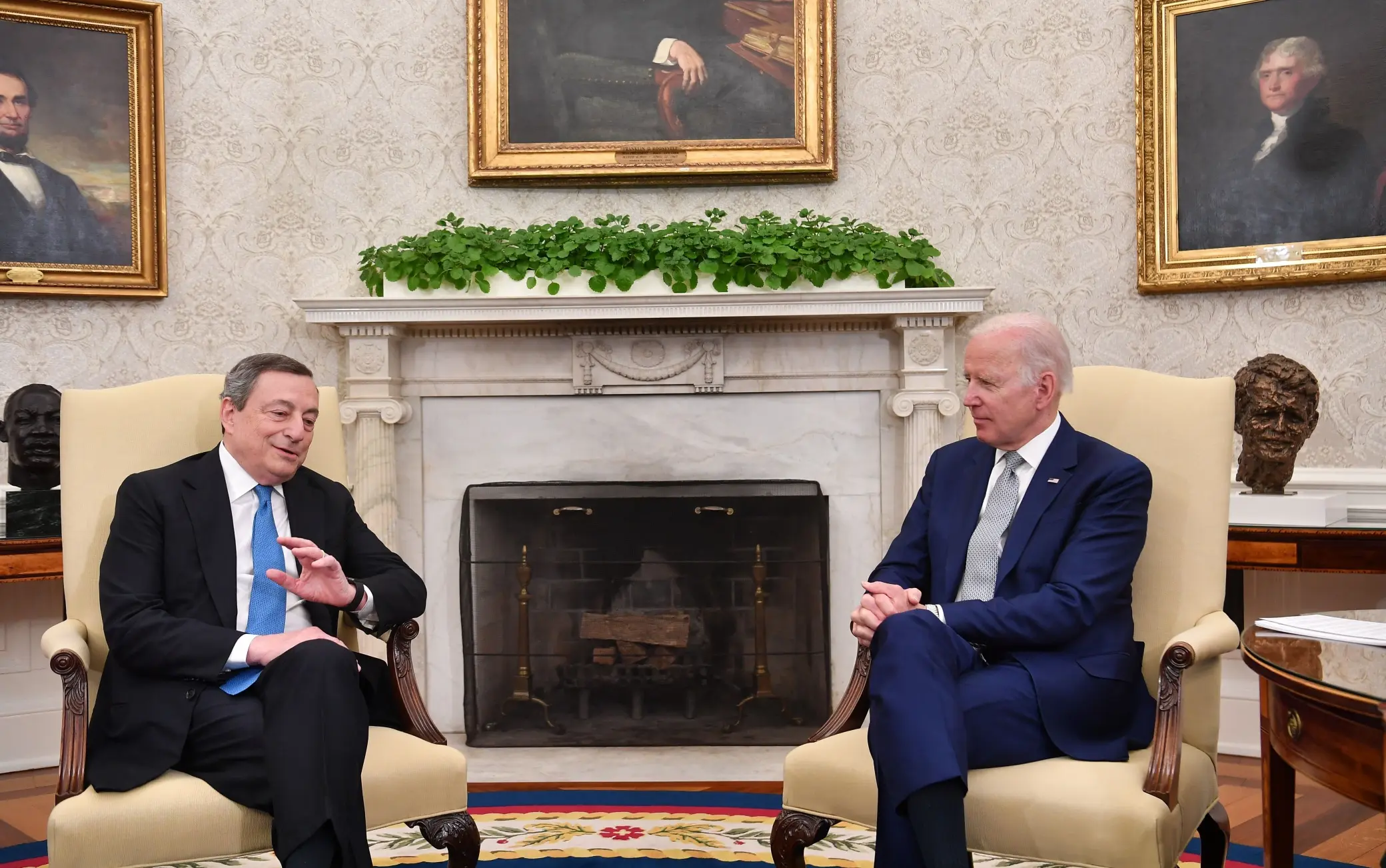 The meeting between the Italian and U.S. presidents, Mario Draghi and Joe Biden, at the White House