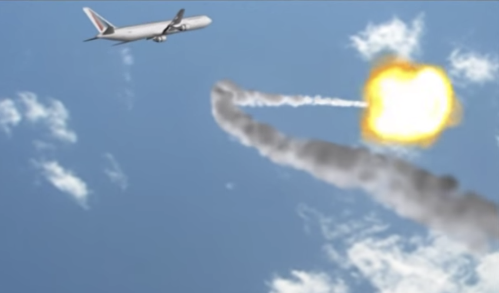 simulation of a missile attack deflected by the C-music defence system