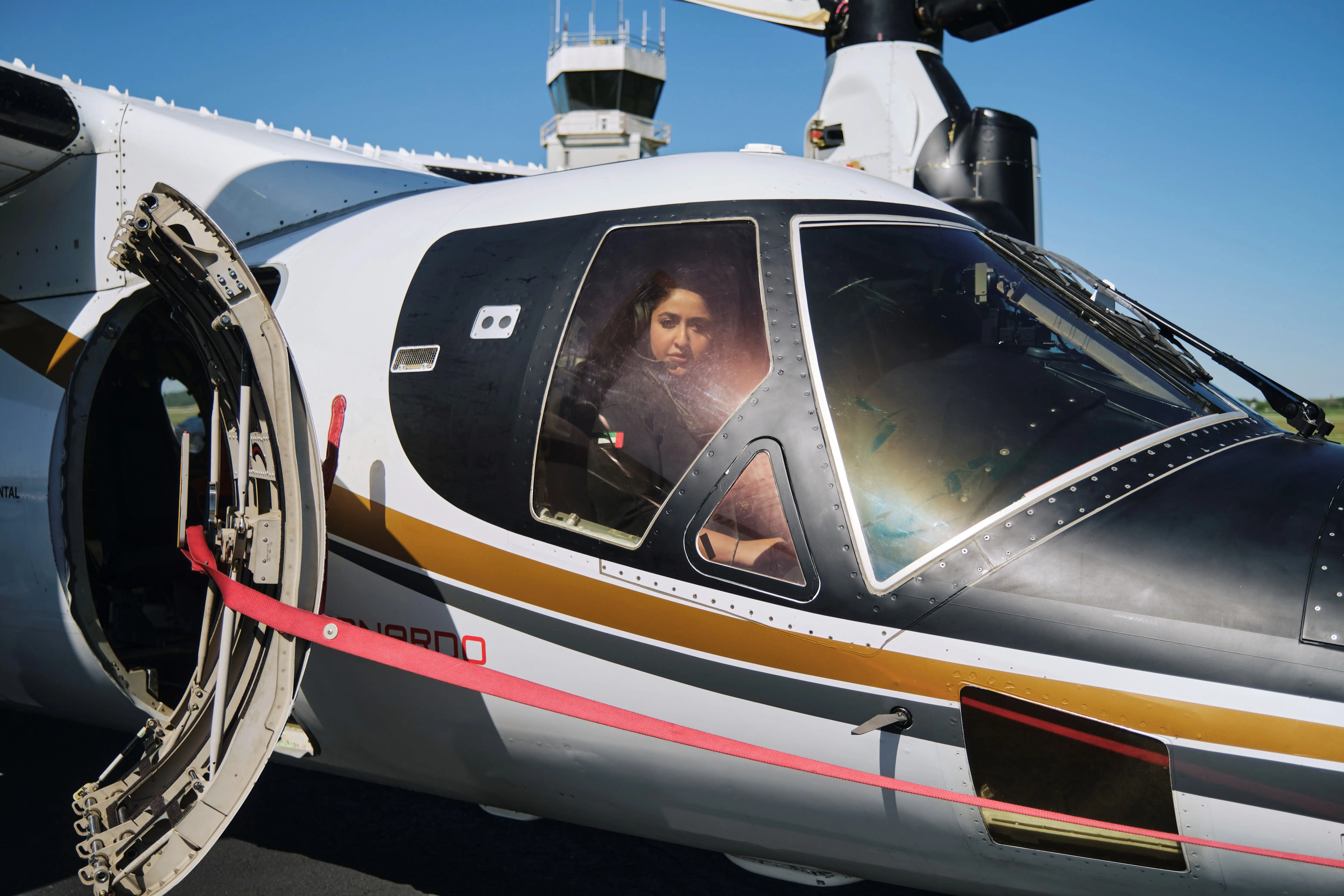 HH Sheikha Mozah Bint Marwan Al Maktoum first woman to pilot AW-609 tiltrotor (airplane-helicopter)