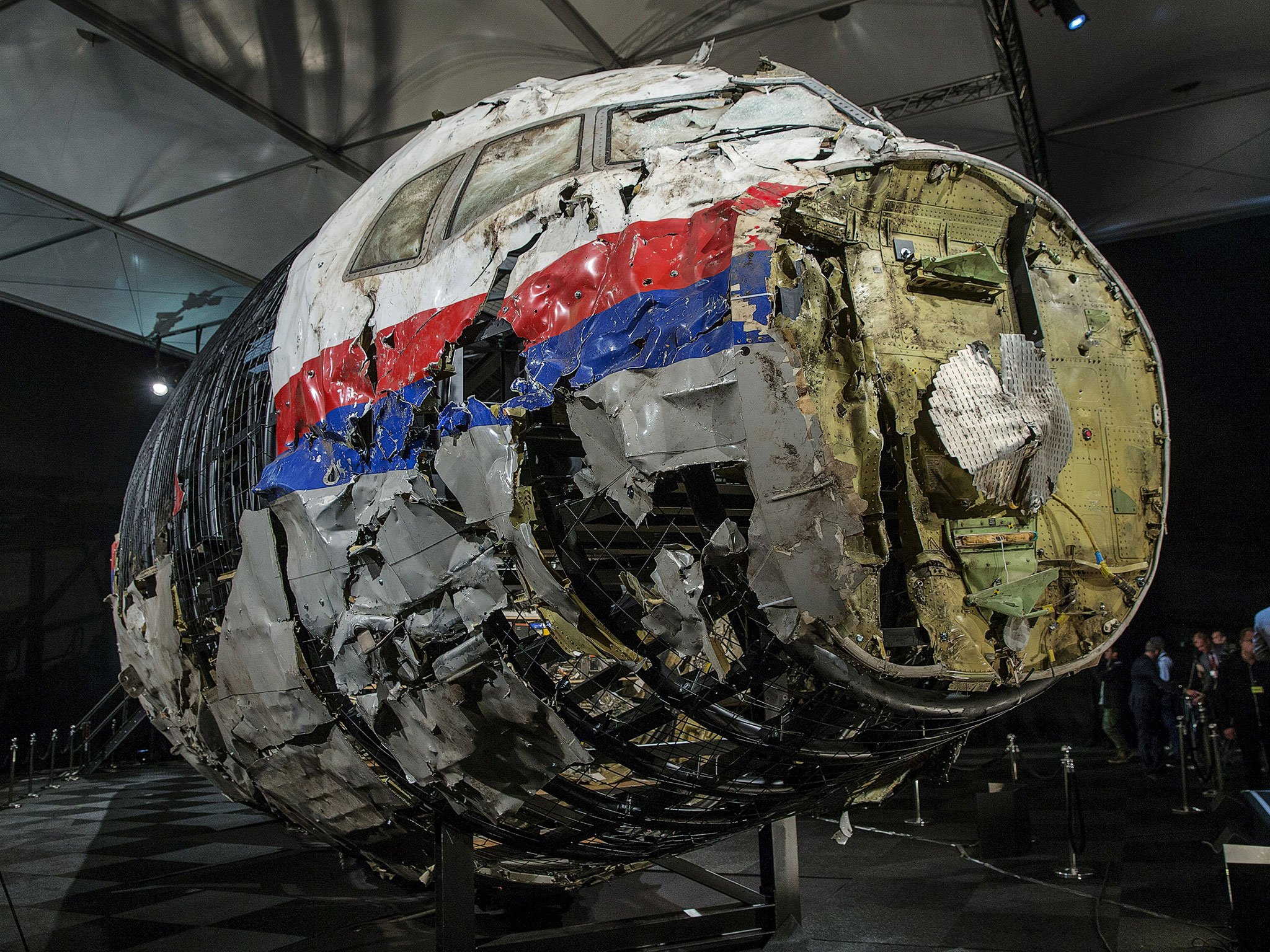 Nose of the Boeing B-777/200ER airplane of Malaysia Airlines shot down from a missile in Ukraine